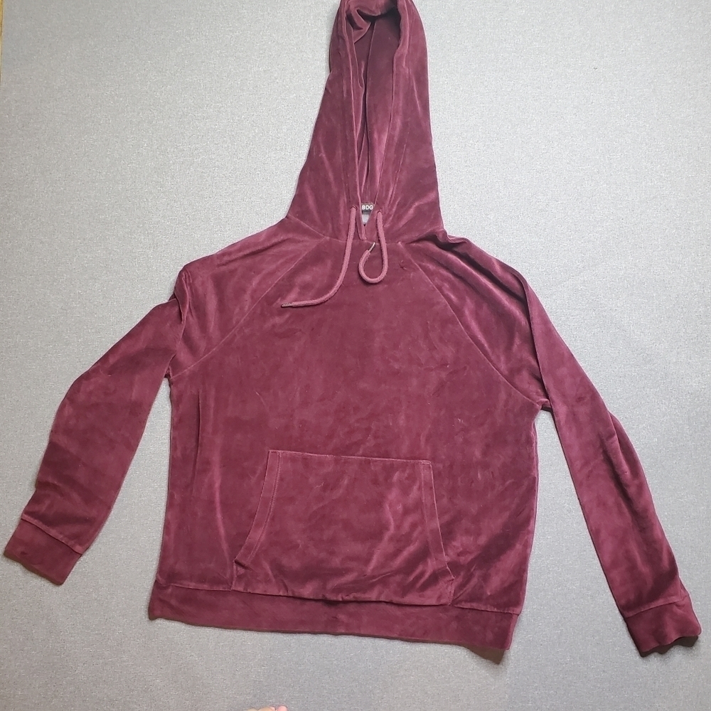 BDG Velvet Maroon Hoodie‎